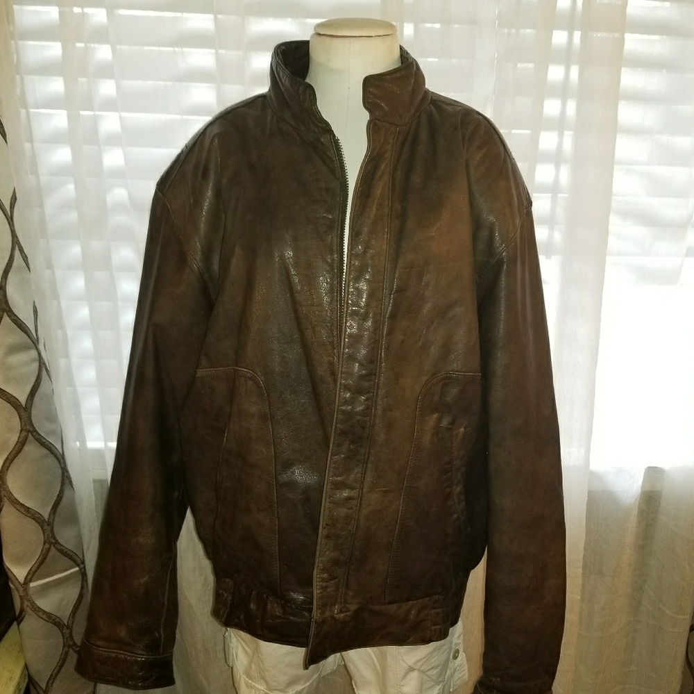 Men's Brown Bomber Leather Coat